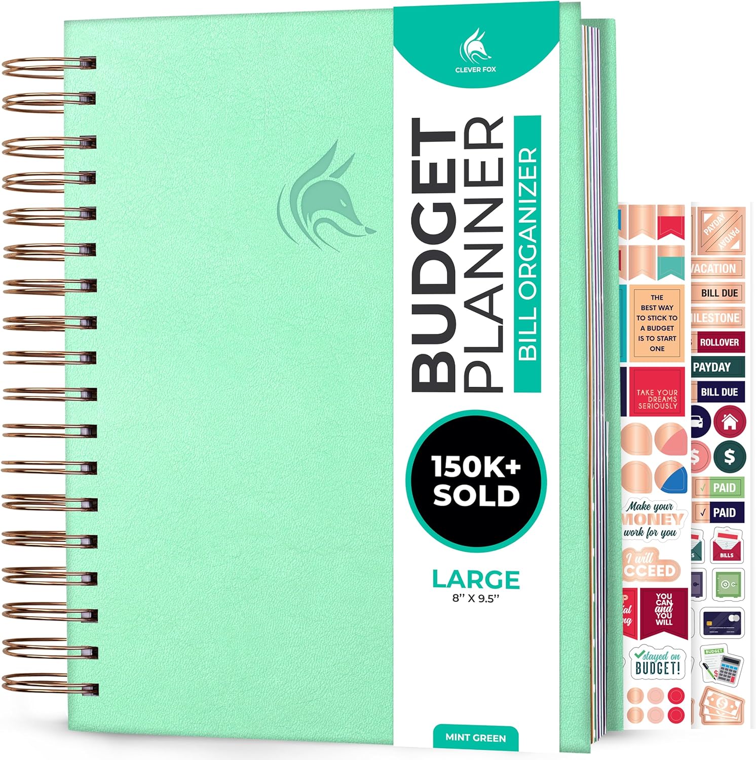 Clever Fox Budget Planner & Monthly Bill Organizer With Pockets. Expense Tracker, Budgeting Journal & Financial Book. Large, 8x9.5
